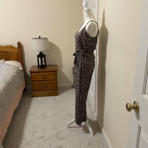 Salty Lemon small animal print spaghetti straps belted wide leg jumpsuit - Picture 7 of 8